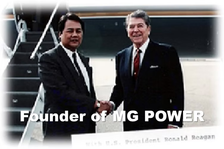Founder of MG Power with U.S. President Ronald Reagan